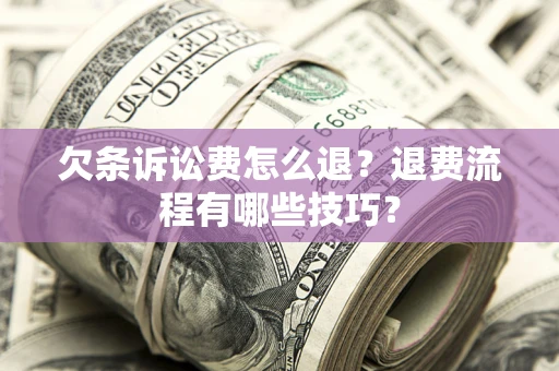 北京欠条诉讼费怎么退？退费流程有哪些技巧？